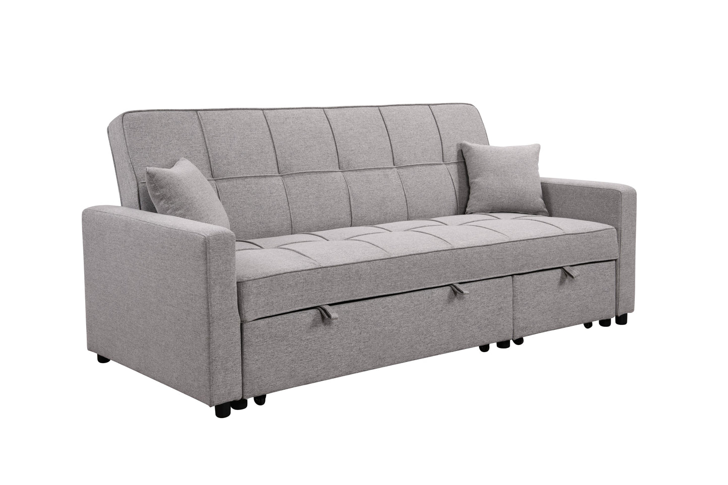 NEW 83' Light Gray 3 Seater Convertible Sofabed Oversized Upholstered Sofa Bed with Pull Out Couch Bed & Adjustable Backrest