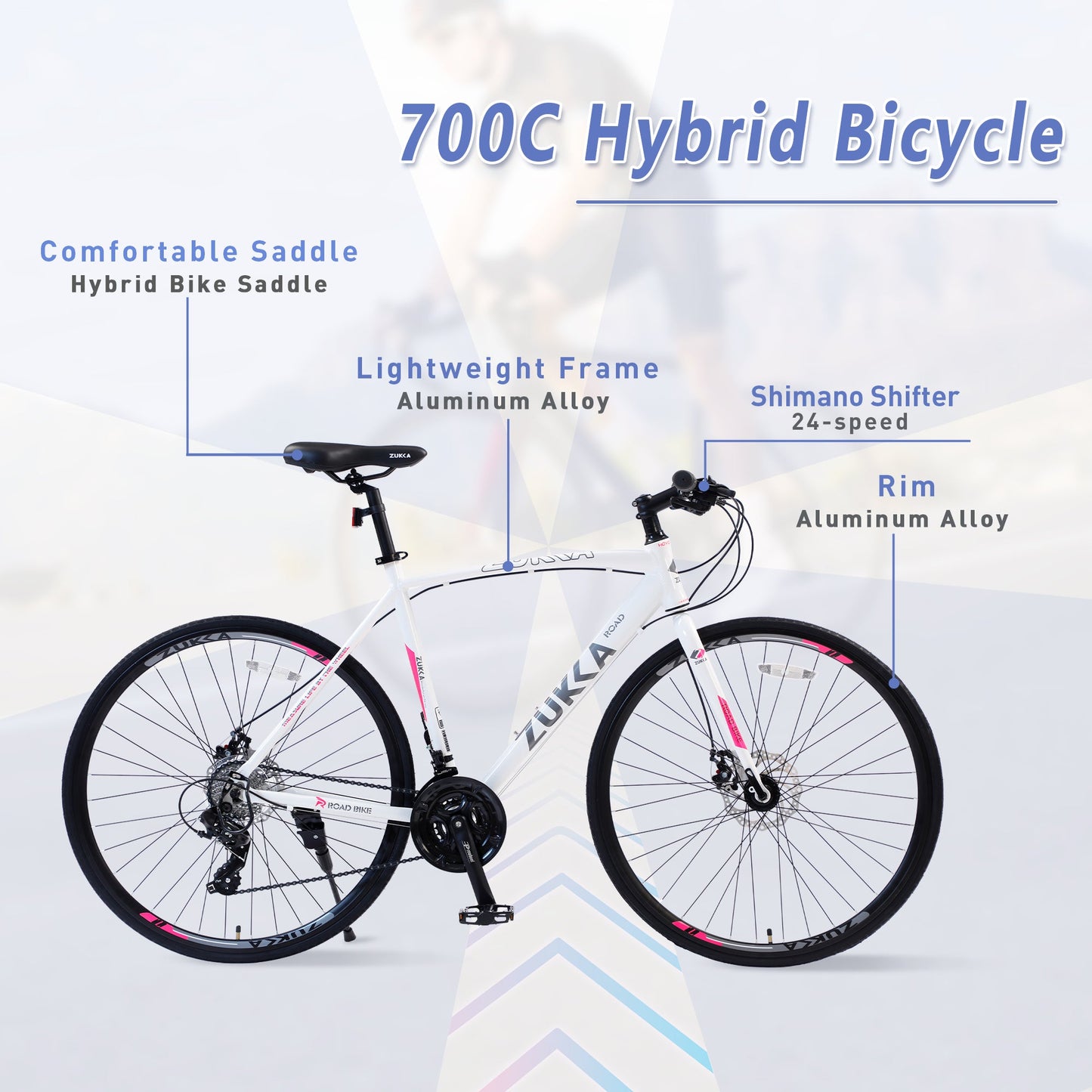 NEW 24" Speed Hybrid bike Disc Brake 700C Road Bike For men women's City Bicycle