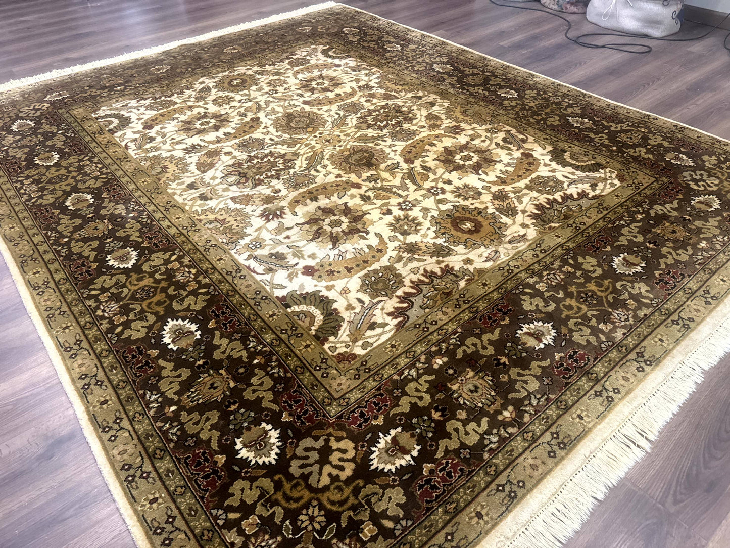 USED Indo Persian Mahal Rug 8x10, Floral Traditional Wool Oriental Carpet