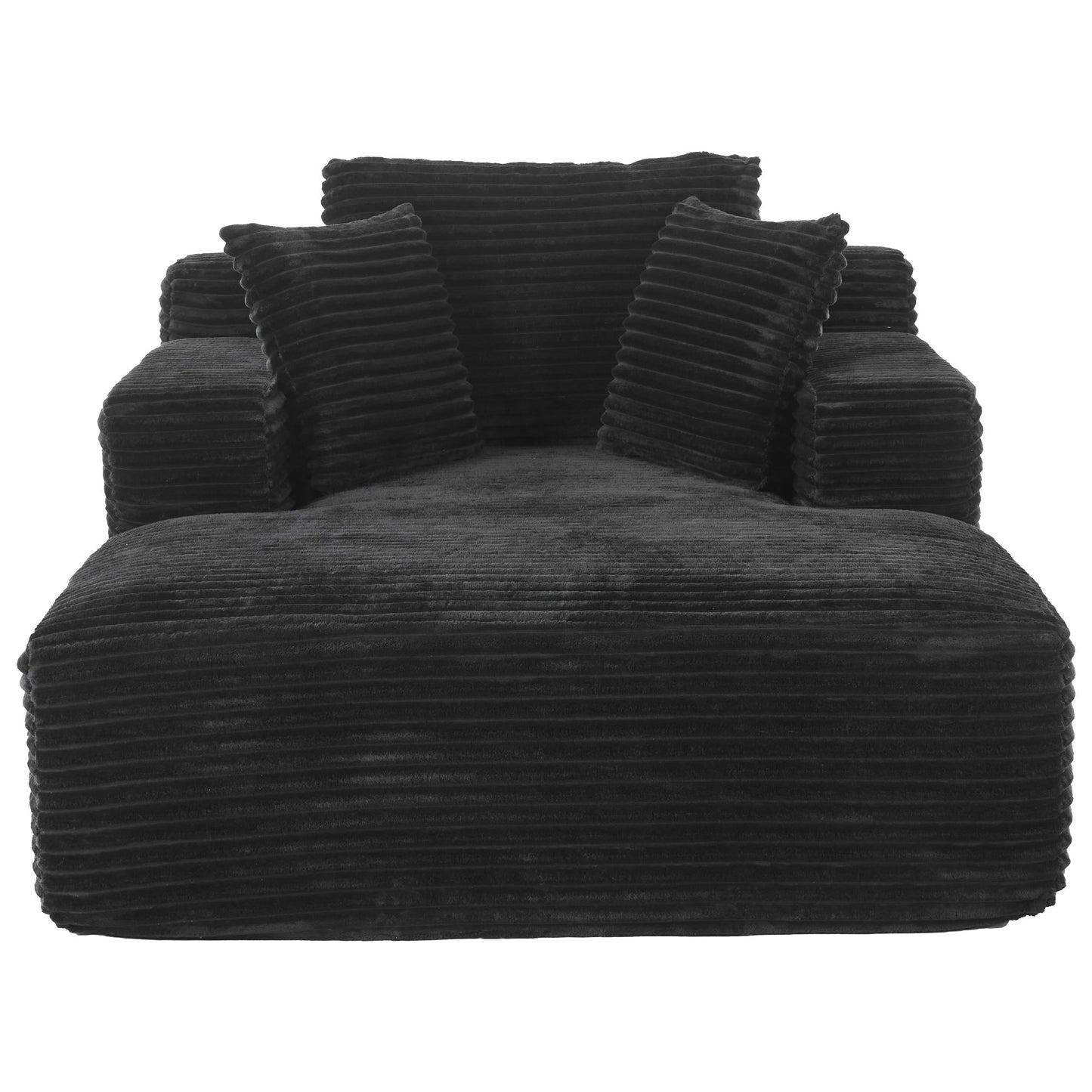 NEW Modern Black Corduroy Chaise Lounge Sofa Bed with Removable Pillows, 48.8' Upholstered Sleeper Sofa