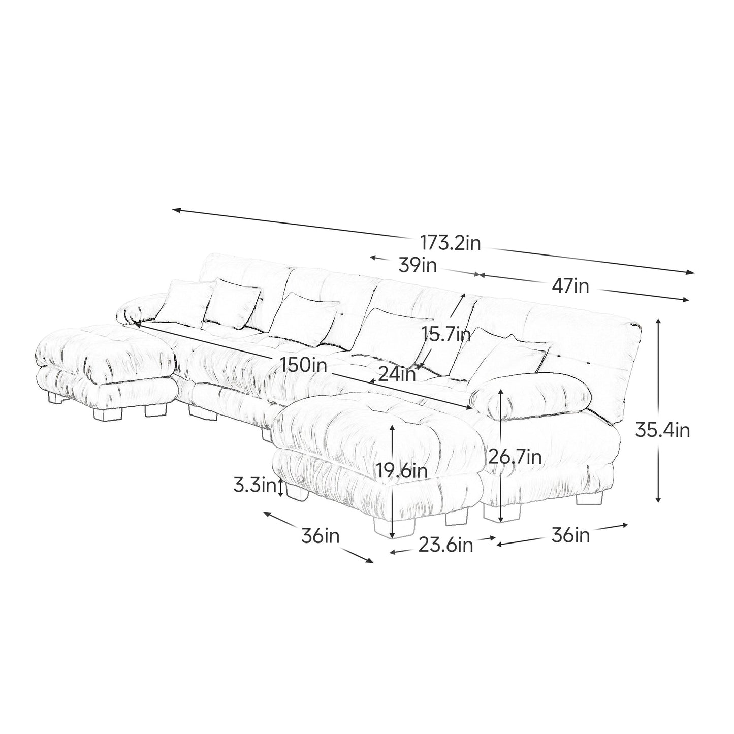 NEW Pink Chenille Free Combination Modular Sectional U Shaped Sofa Comfy Four Seater Couch with 2 Ottomans