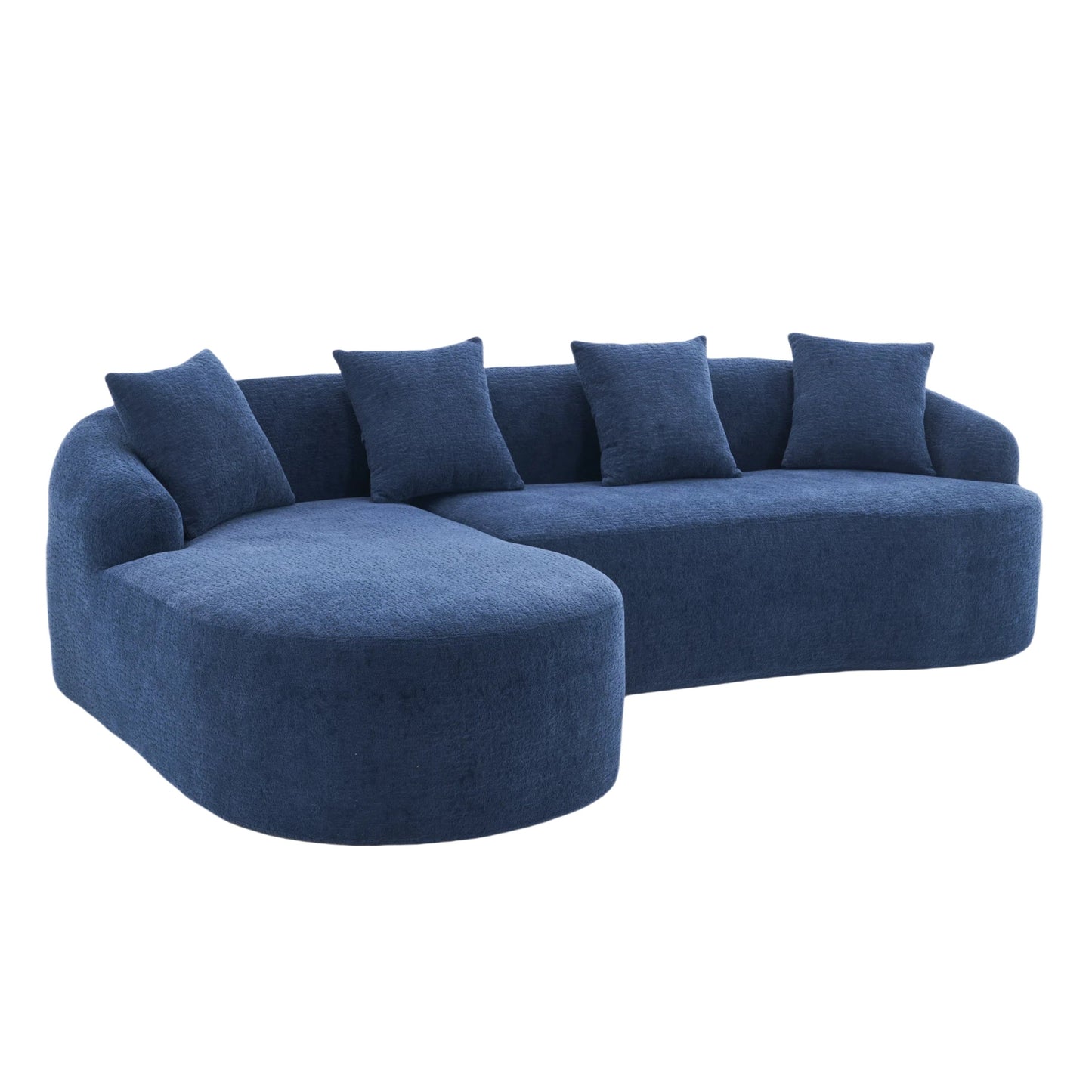 NEW Full Compression Sponge Navy Blue Modular Chenille L-Shape Sectional Sofa with High-Density Foam