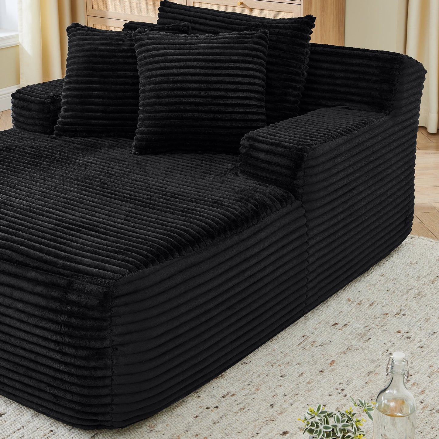 NEW Modern Black Velvet Fabric Single Lazy Sofa Lounge Chair