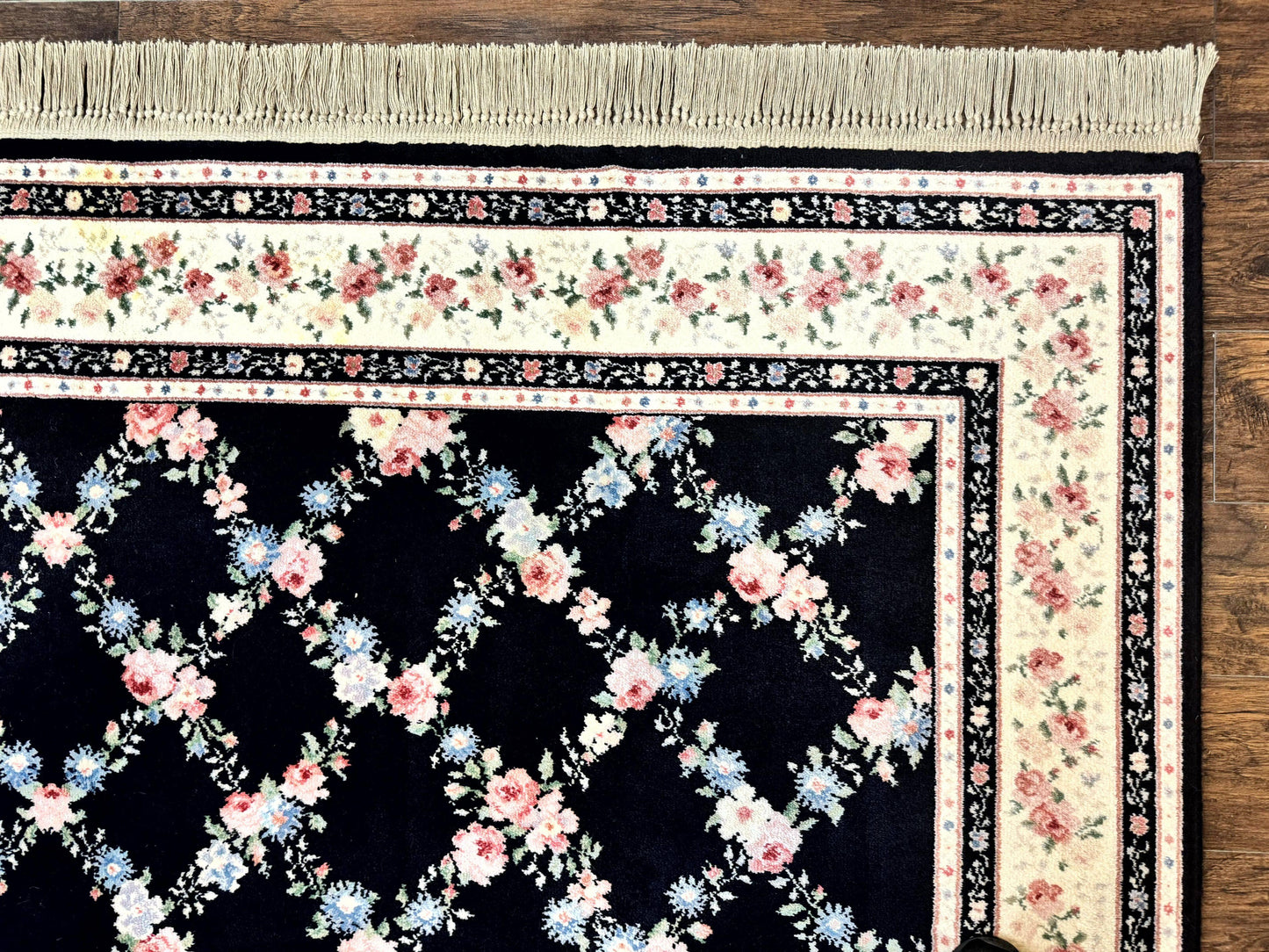 USED Karastan Rug 8.8 x 12, Garden of Eden #509/1270, Ebony Trellis, Vintage Discontinued Wool Pile Karastan Carpet