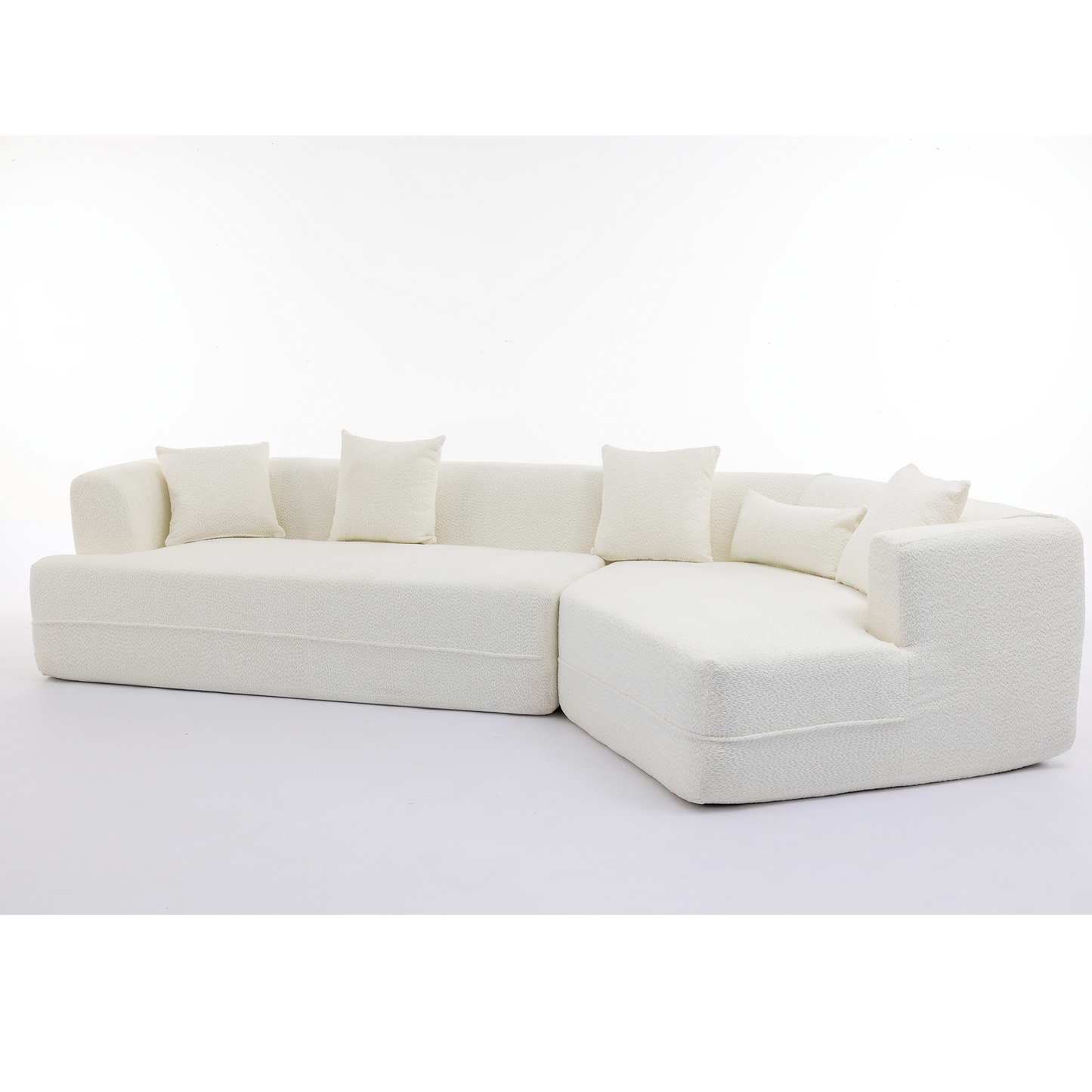 NEW Modern Creamy White Round Fiber Fabric Upholstered Modular Sofa Couch
