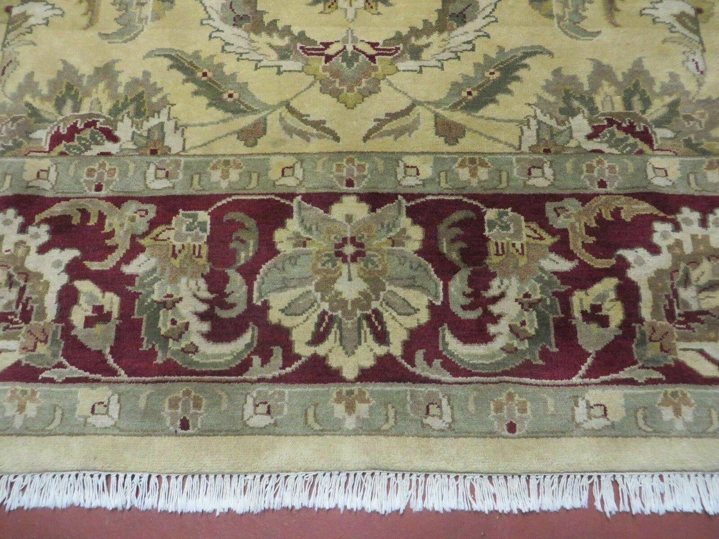 USED 9' X 12' Vintage Handmade India Oriental Jaipur Quality Tea Wash Hand Knotted