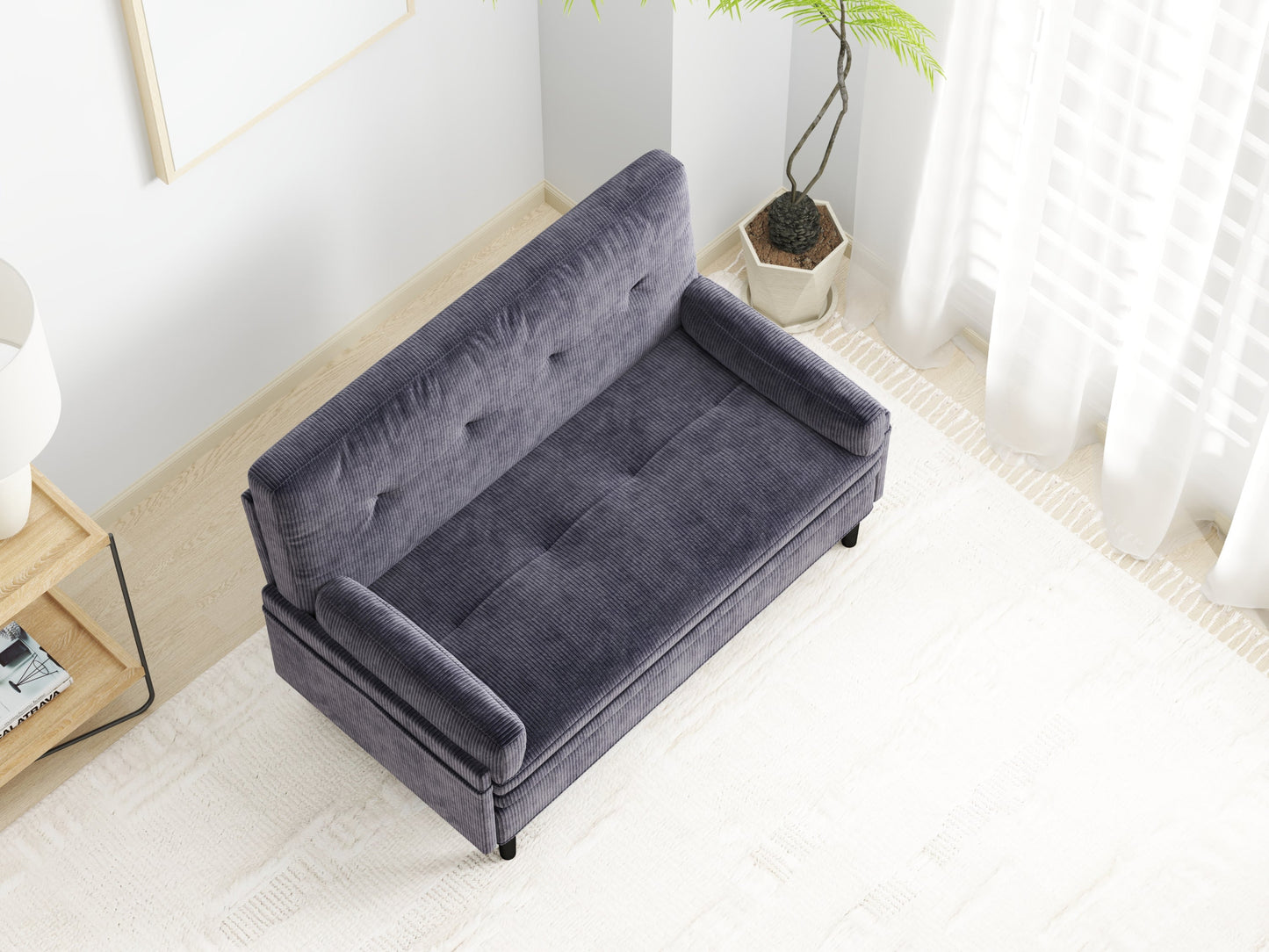 NEW Grey Velvet Loveseat Sofa Bed Lounge Couch