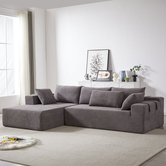 NEW Modern Chenille Upholstered Sectional Sofa Couch Set,Modular 108' L Shaped Sectional Living Room Sofa Set With 6 Pillows,Free Combination Sofa Couch for Living Room,Bedroom(Left Chaise)W834P240001