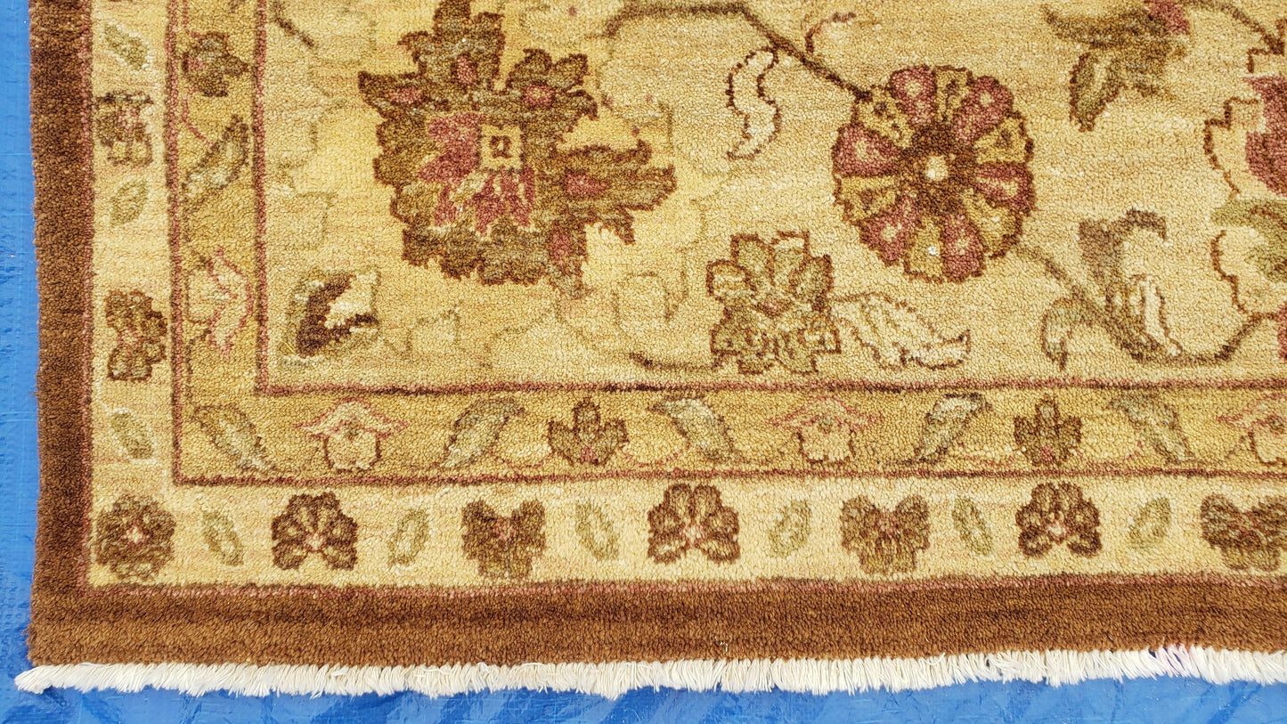 USED Indo Persian Rug 10x14, Mahal Sultanabad Oriental Carpet, Burnt Orange & Beige, Handmade Wool Area Rug