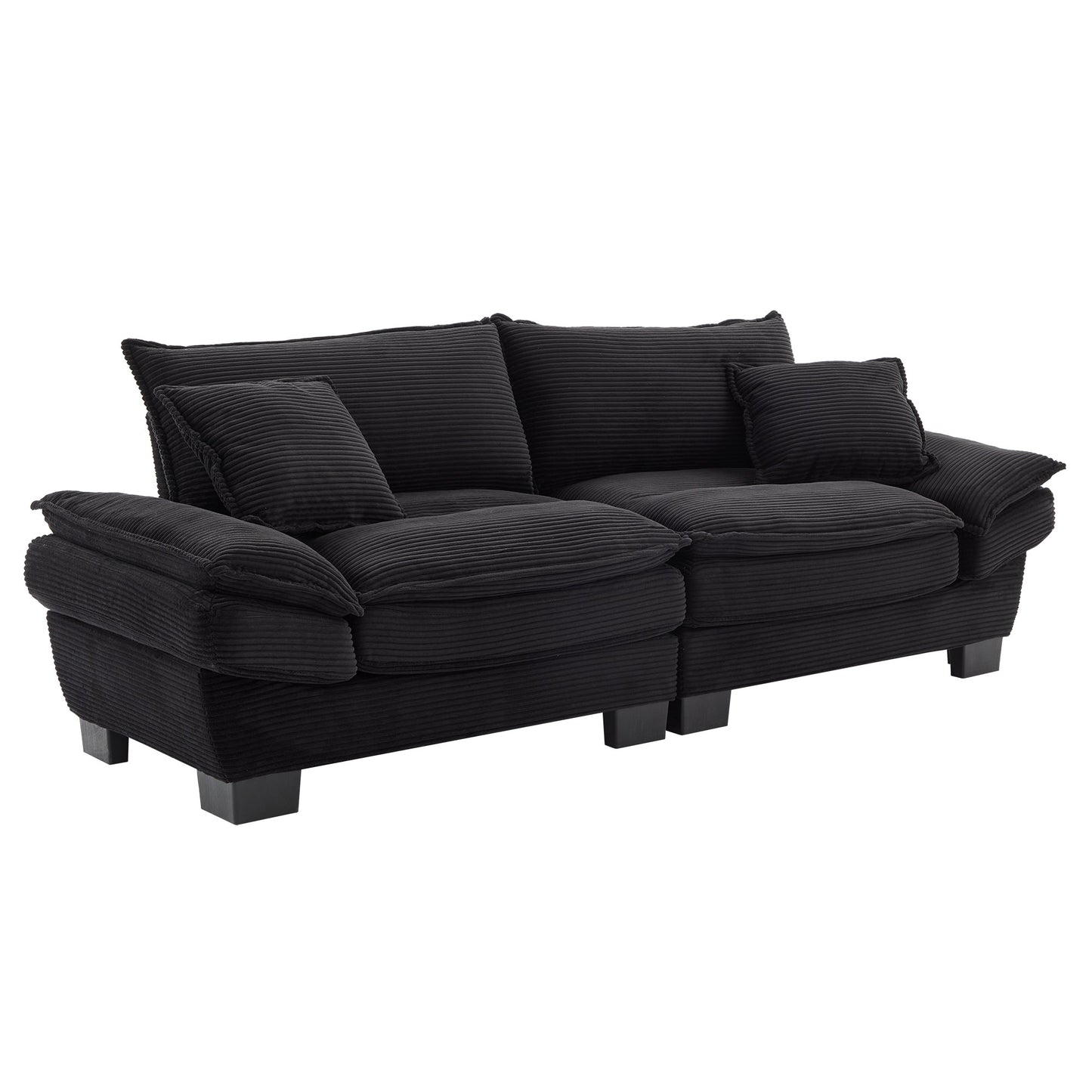 NEW Black Corduroy Sofa Sleeper Couch Loveseat Comfy Upholstered Deep Seat Sofa