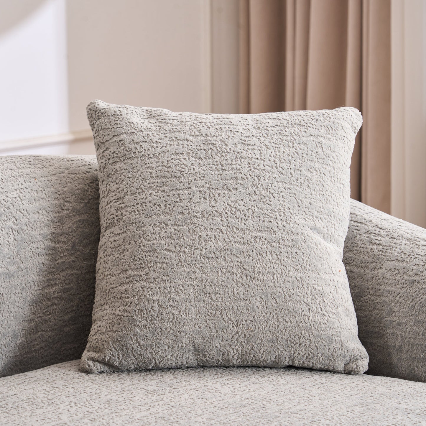 NEW Boneless Minimalist Curved Chaise Grey Chenille Compression Modular L-Shape Sectional Sofa Sleeper Couch with 30D High-Density Foam