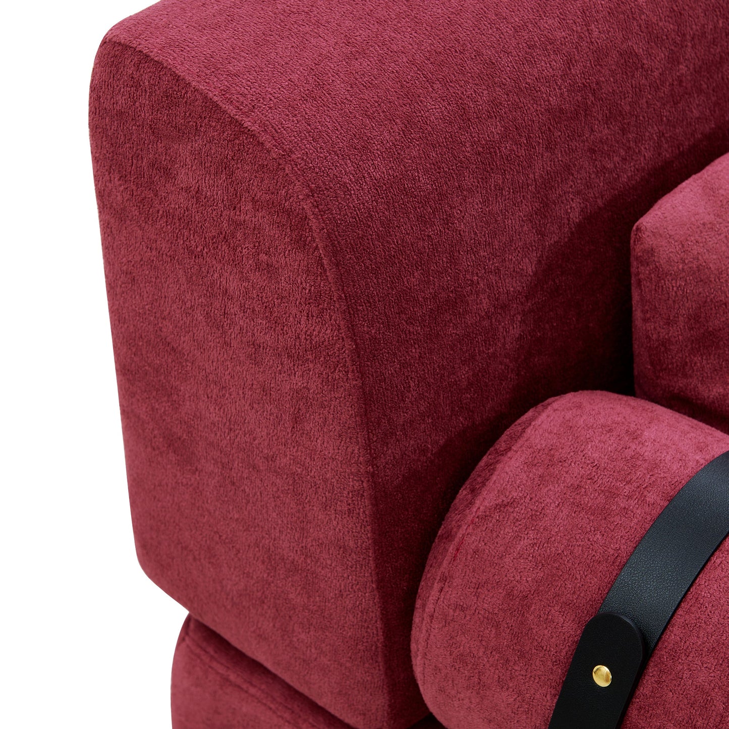 NEW Modern Red Chenille Loveseat 59' Sofa Couch 2-Seater with USB Ports Unique Cylindrical Armrests