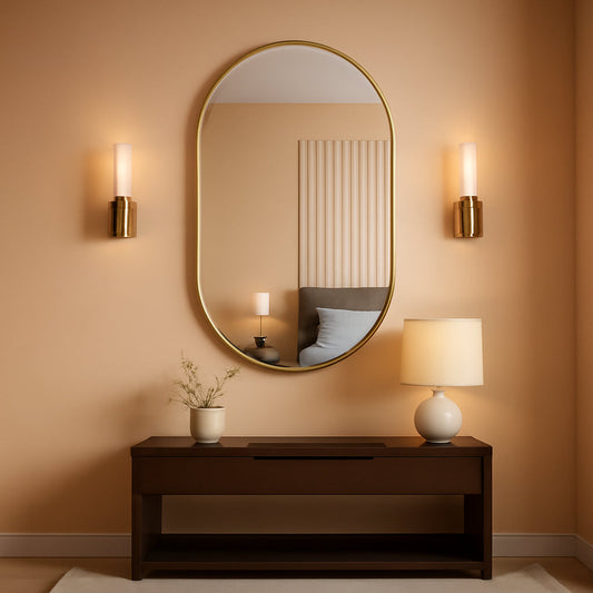 NEW Gold Oval Bathroom Mirror 20x28 Wall Decor Mirror Style