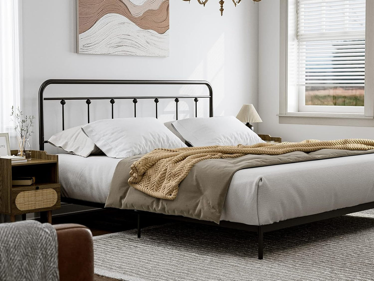 NEW Adjustable Height Metal Headboard in Farmhouse Victorian Style