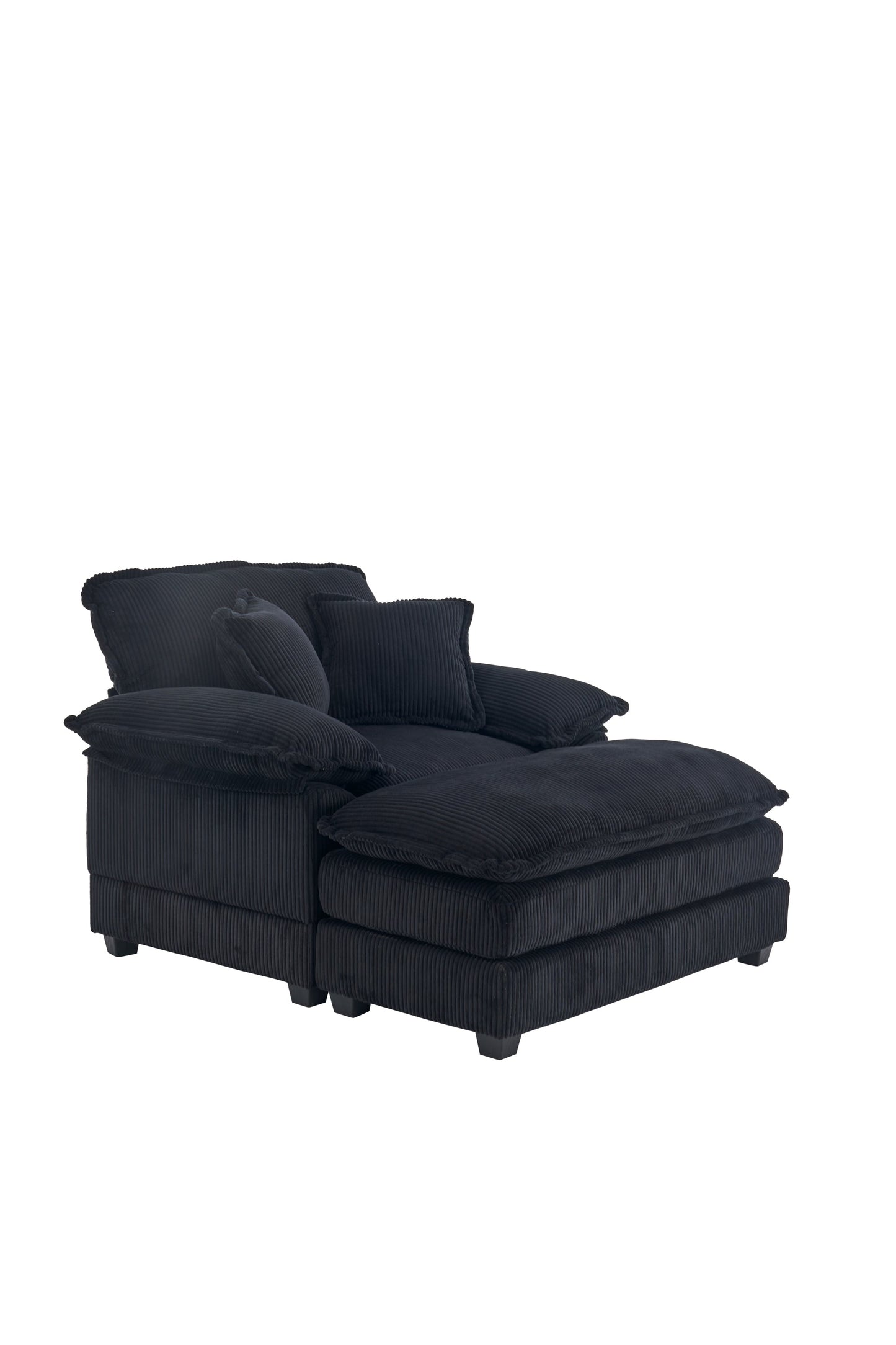 NEW 56.3 Inch Corduroy single sofa With  2 toss pillows and a ottoman ,Comfy Sofa- Deep Seat Couch for Living Room