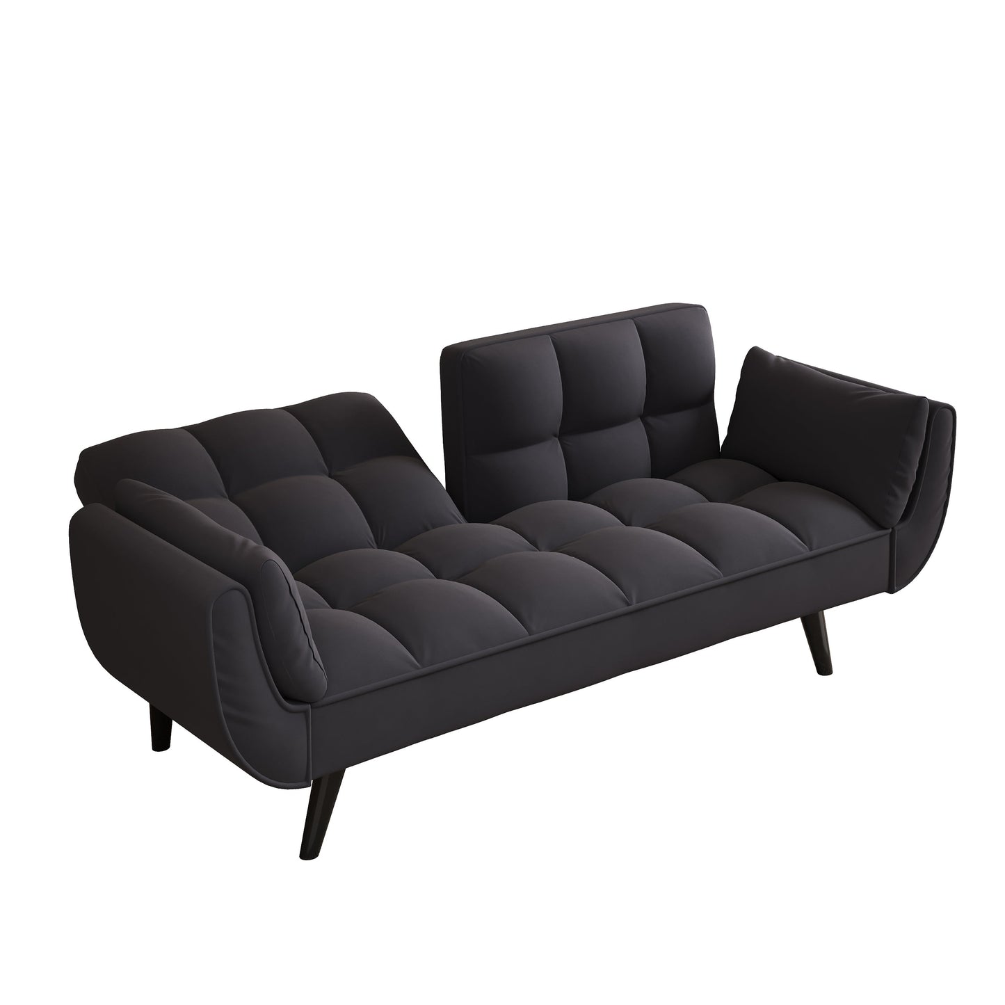 NEW 74 'Black Soft Sofa Couch with Throw Pillows