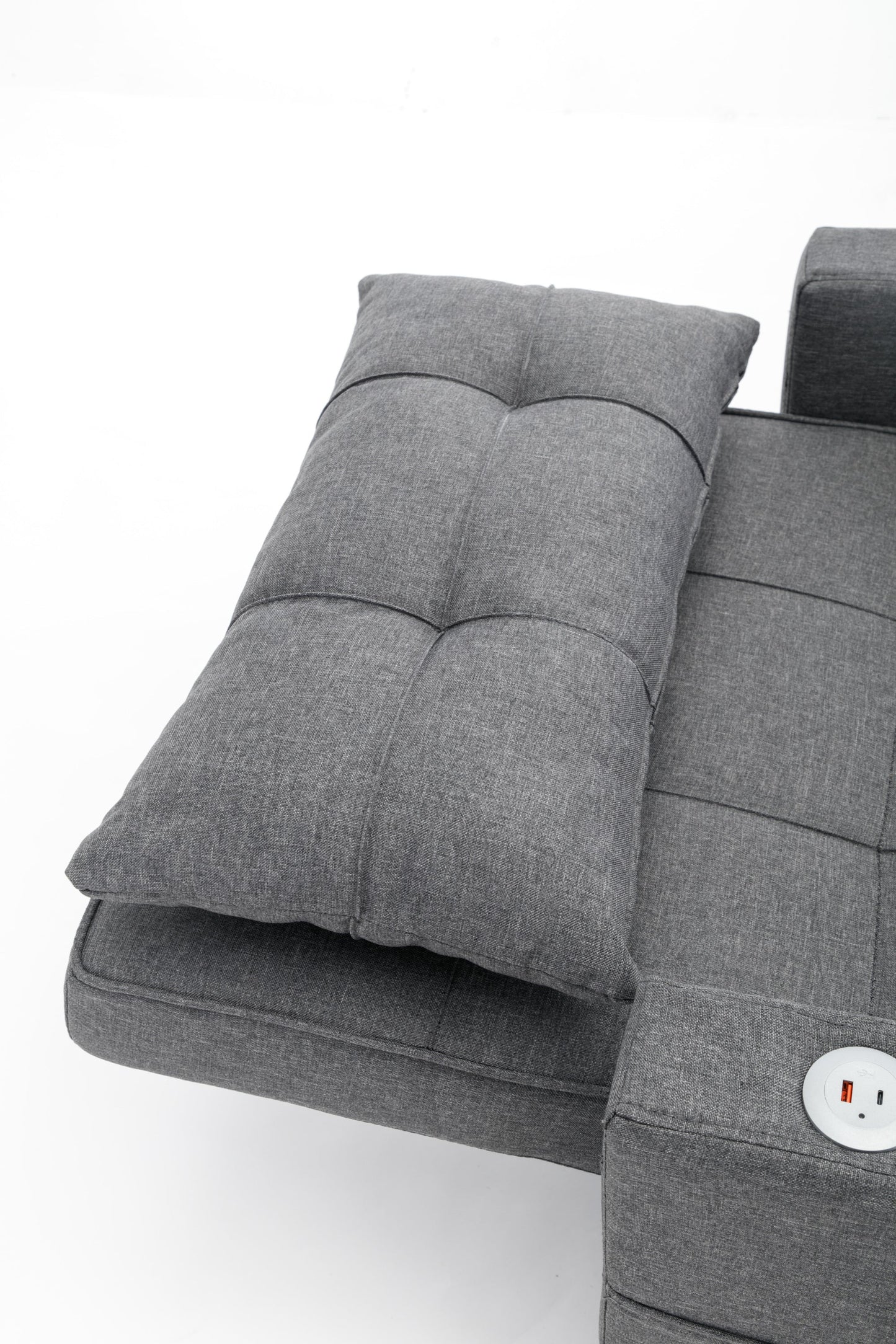 NEW Dark Grey Linen Futon Bed Convertible Chair 3-in-1 Pull Out Sleeper