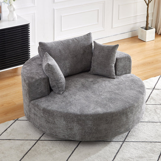 NEW 55''L Chenille Foam Single Swivel Fluffy Modern Sleeper 360 Degree Swivel Chair