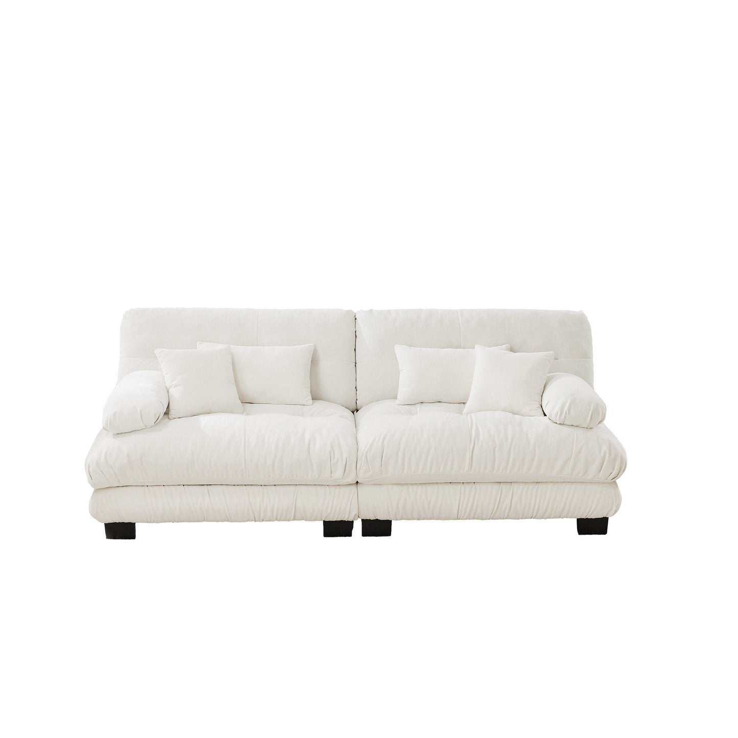 NEW Chenille White Cloud Couch 2 Seater Loveseat Sofa with 2 Lumbar Pillows and 2 Throw Pillows