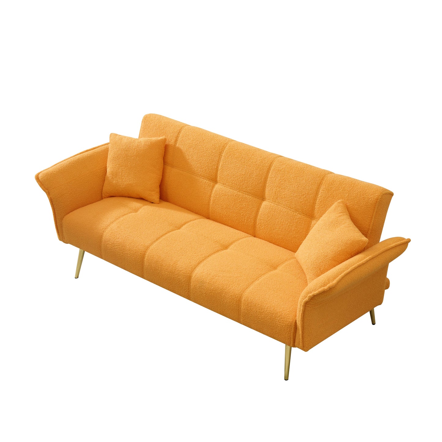 NEW 70-inch Modern Teddy Fleece Convertible Futon Sofa Bed with Adjustable Arms and Backrest