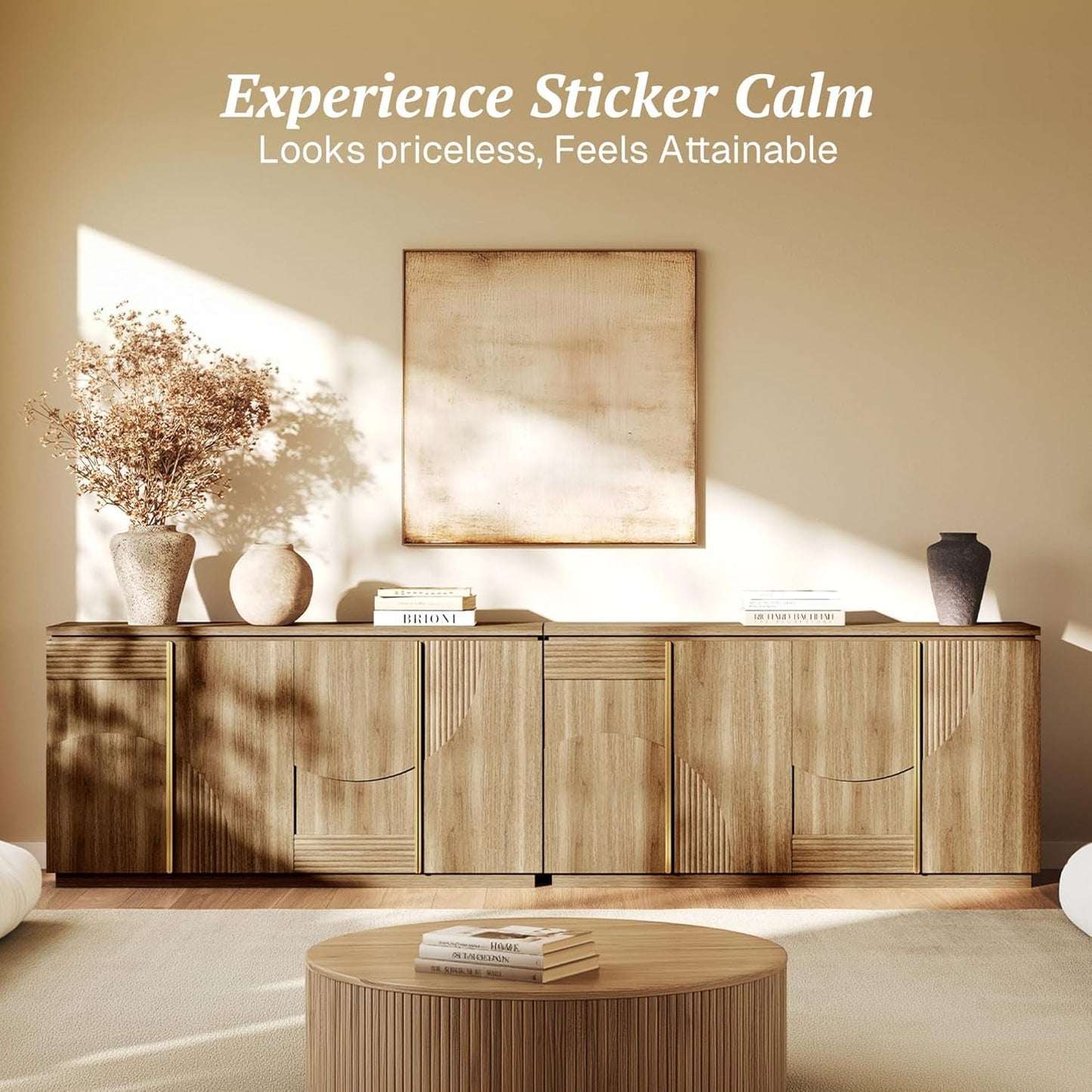 NEW 62 Inch Handcrafted Oak Sideboard Cabinet Midcentury