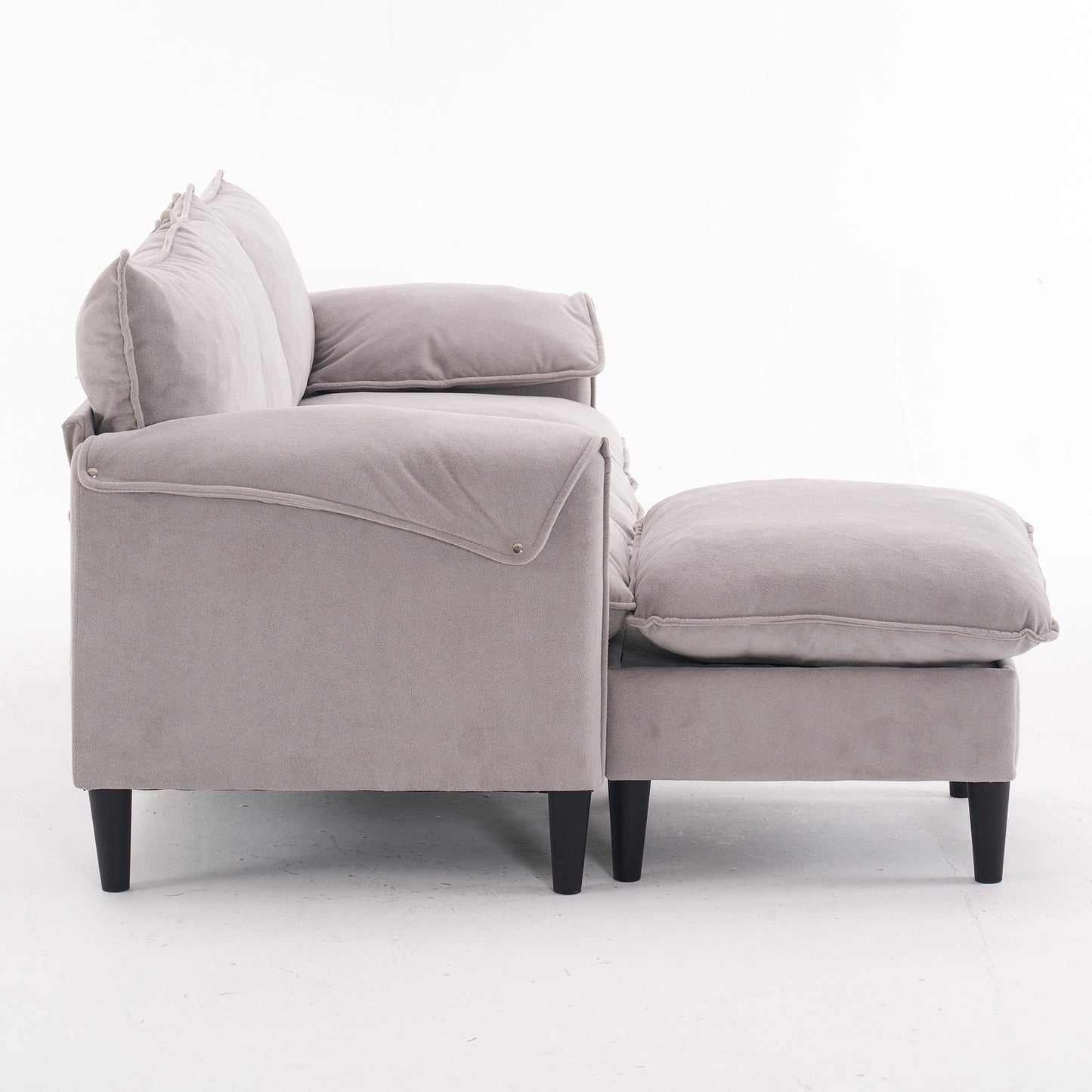 NEW Beige Convertible Combination L-Shaped Sofa with Footstools Storage