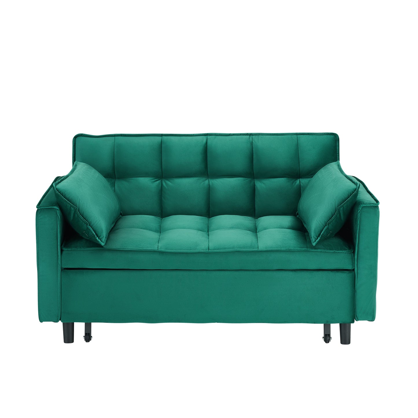 NEW 55-inch Green velvet sofa bed, elegant and convenient, with storage pockets, cleverly interpreting the three-in-one conversion