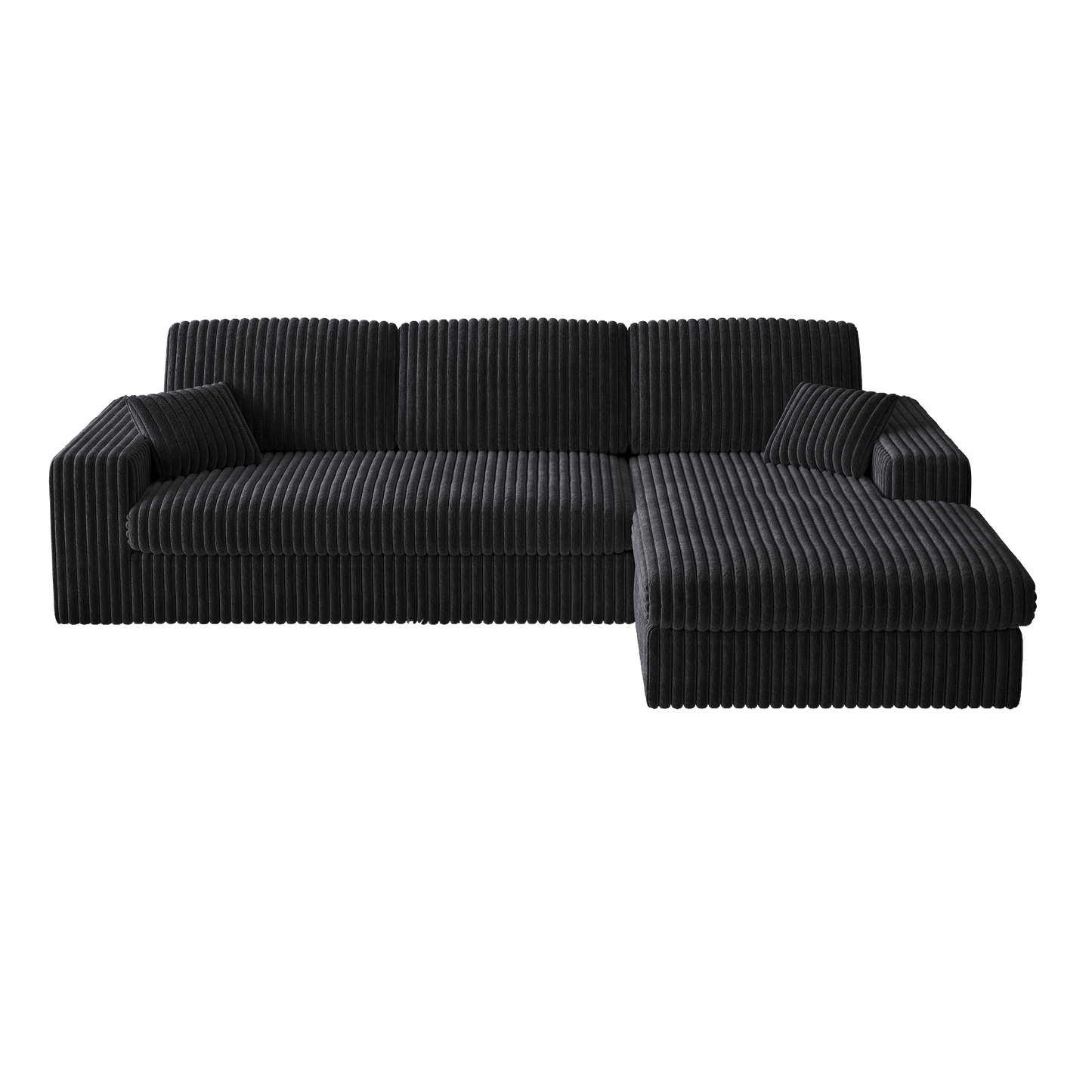 NEW 114.5' Modern Corduroy Modular Foam Sofa Recliner Seat Reversible 2-in-1 Sofa Recliner L-Shaped Combination with Three Cushion Neck Pillow Combination and Two Throw Pillows
