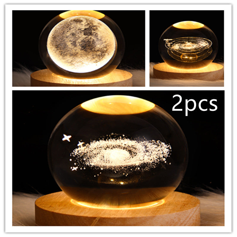 NEW LED Night Light Galaxy Crystal Ball Table Lamp 3D Planet Moon Lamp Bedroom Home Decor For Kids Party Children Birthday Gifts