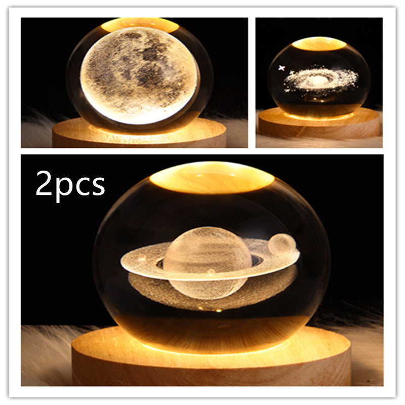NEW LED Night Light Galaxy Crystal Ball Table Lamp 3D Planet Moon Lamp Bedroom Home Decor For Kids Party Children Birthday Gifts