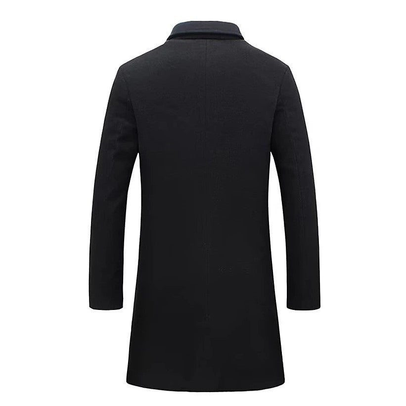 New Winter Lapel Trench Coat Fashion Pocket Single Breasted Jacket Outerwear Casual Solid Color Men's Clothing