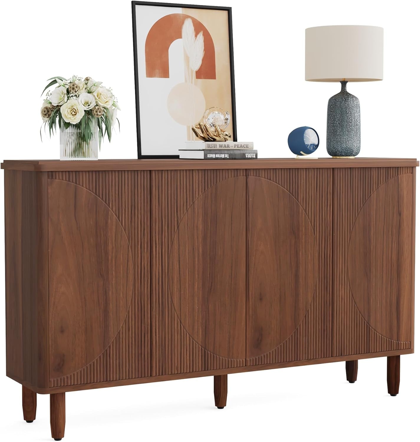 NEW Brown Buffet Cabinet Sideboard With Storage Doors Modern