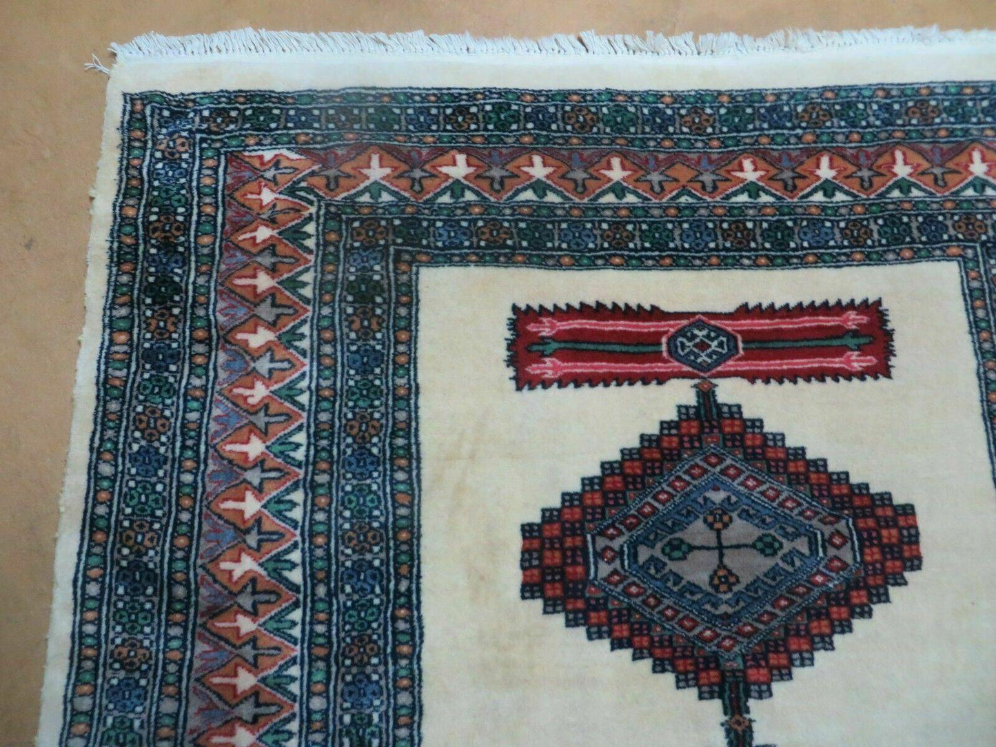 USED 4' X 6' Vintage Handmade Bokhara Turkoman Pakistan Wool Rug Carpet Nice