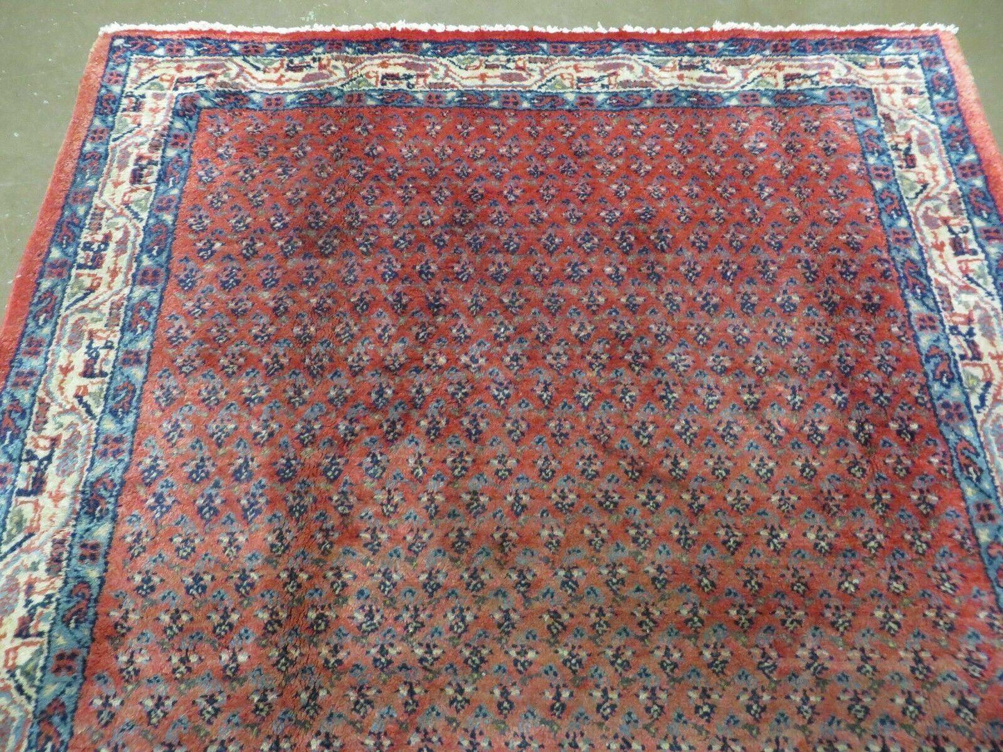 USED Antique Persian Seraband Runner 3.7 x 11 - Red, Wool, Mir Pattern