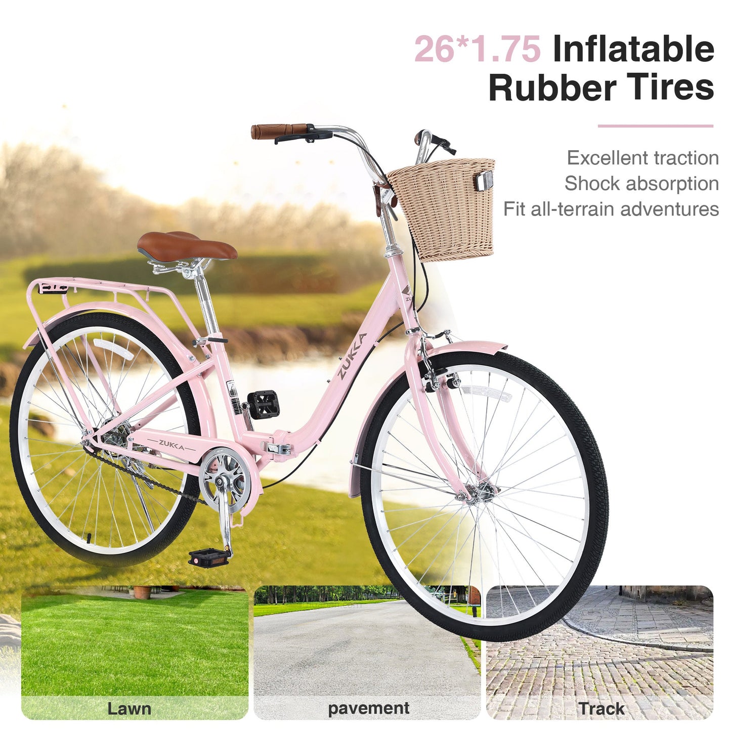 NEW 26 Inch Single Speed Folding Lady Bike , Durable Steel Frame,Compact Design for Easy Storage and Commuting