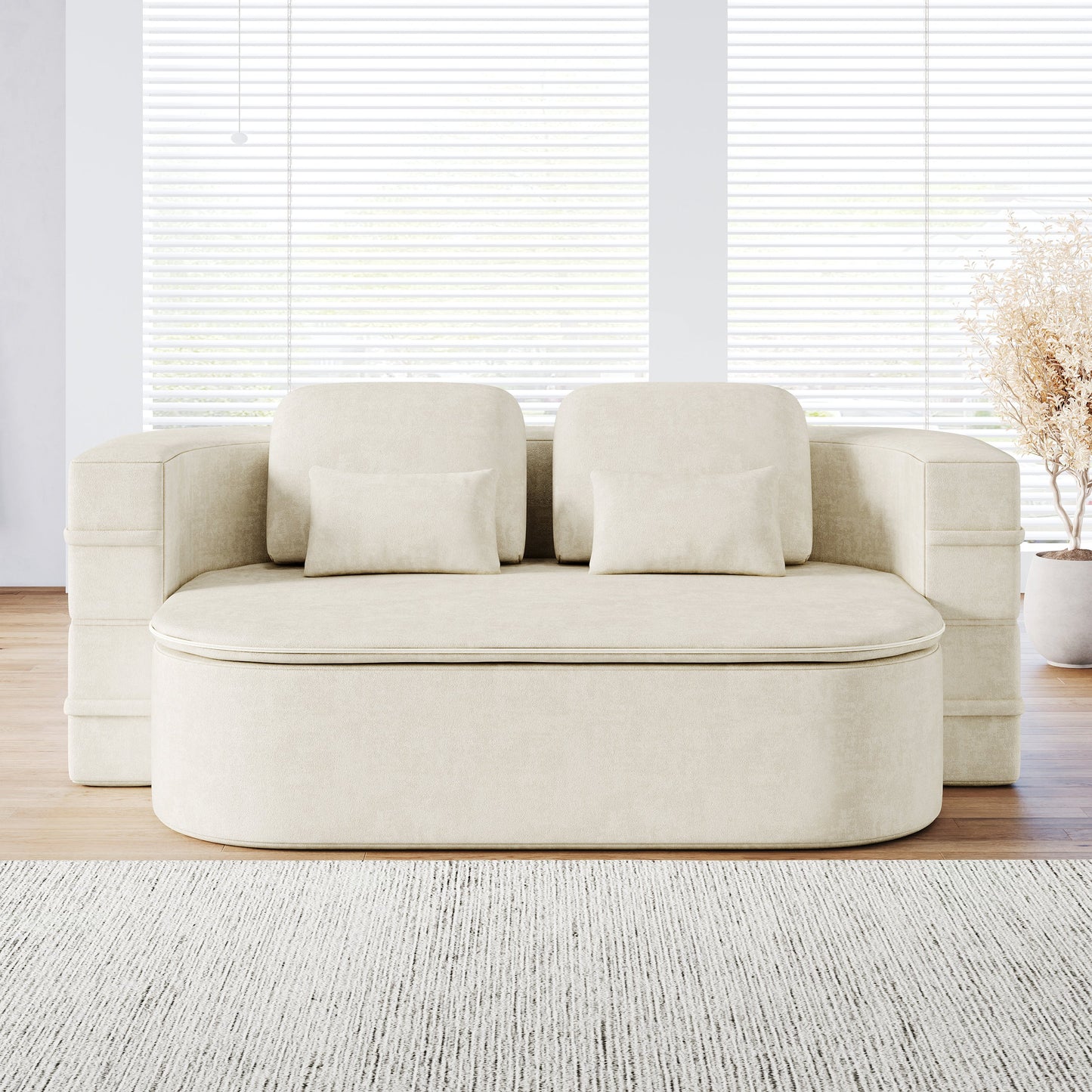 NEW 75'' Chenille 2-in-1 Foldable Sofa,Convertible Sleeper Foam Sofa Bed Folding Sofa Bed Lounge Couch with Multi Functional Blanket