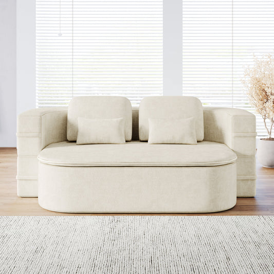 NEW 75'' Chenille 2-in-1 Foldable Sofa,Convertible Sleeper Foam Sofa Bed Folding Sofa Bed Lounge Couch with Multi Functional Blanket