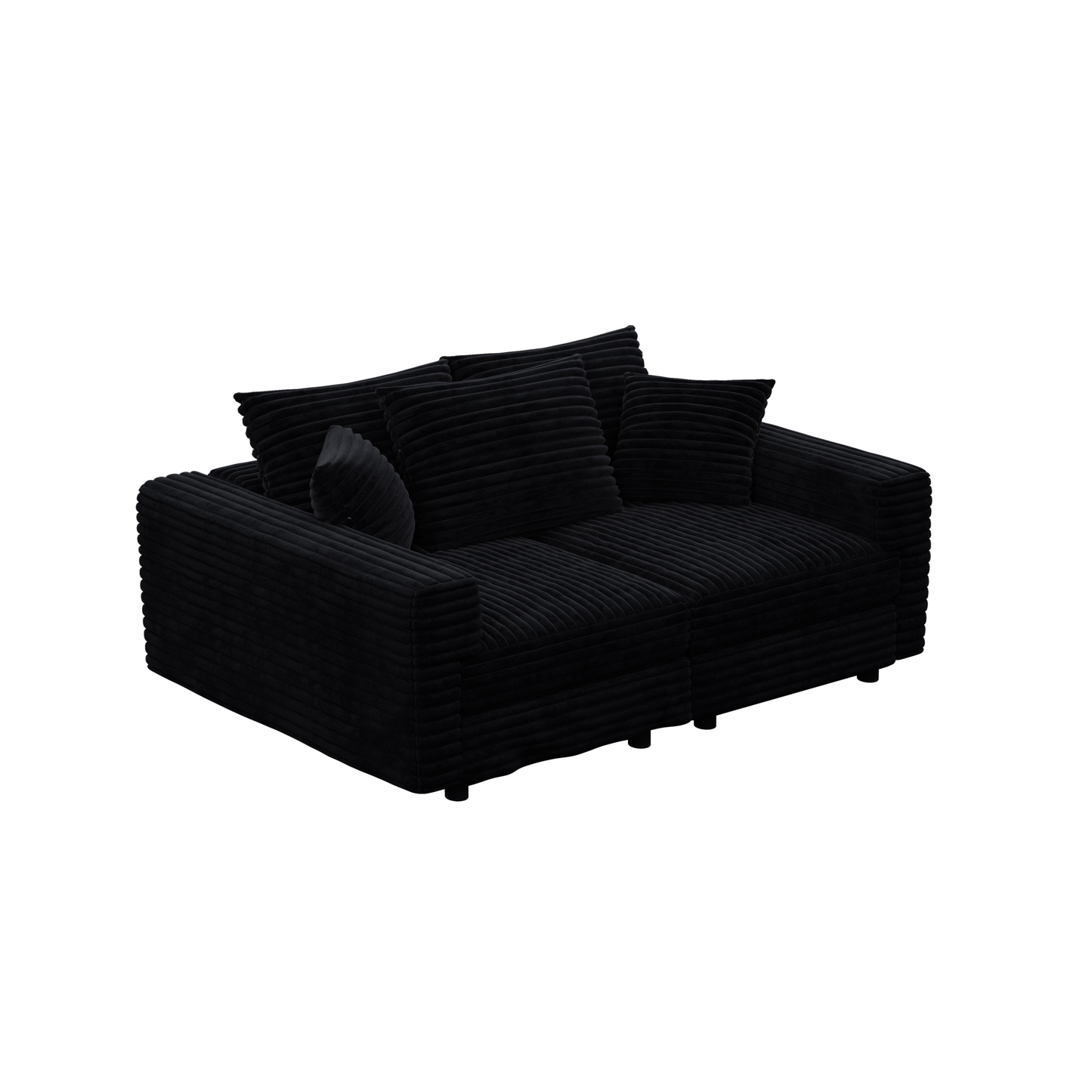 NEW 82.7' Black Plush Corduroy Deep 3-Seat Modern Comfy Upholstered Sofa Couch