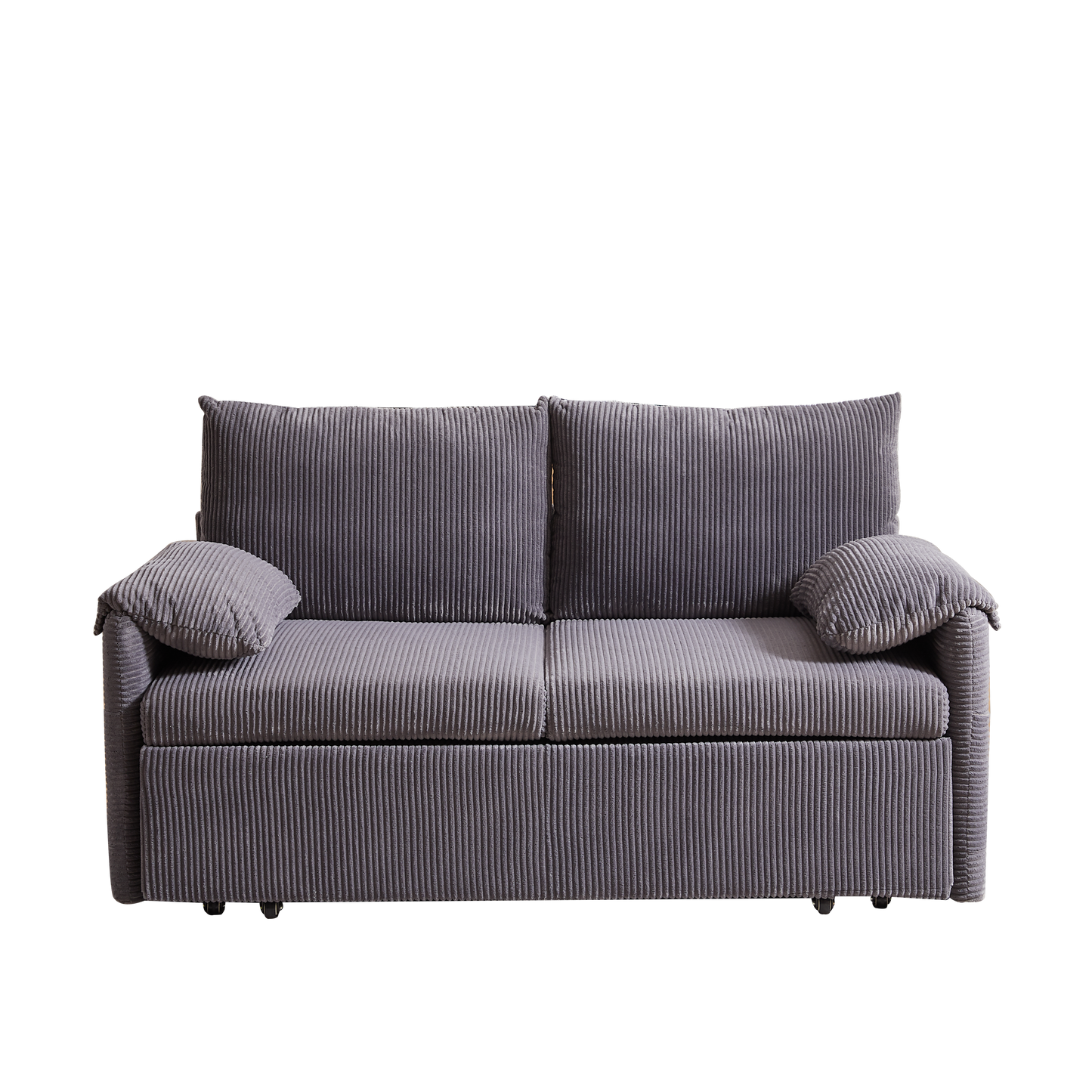 NEW MH'' 3-in-1 Adjustable Sleeper 64.5 Inch Soft Corduroy Convertible Sleeper Sofa Bed with Pullout Bed 2 Pillows and Side Pockets