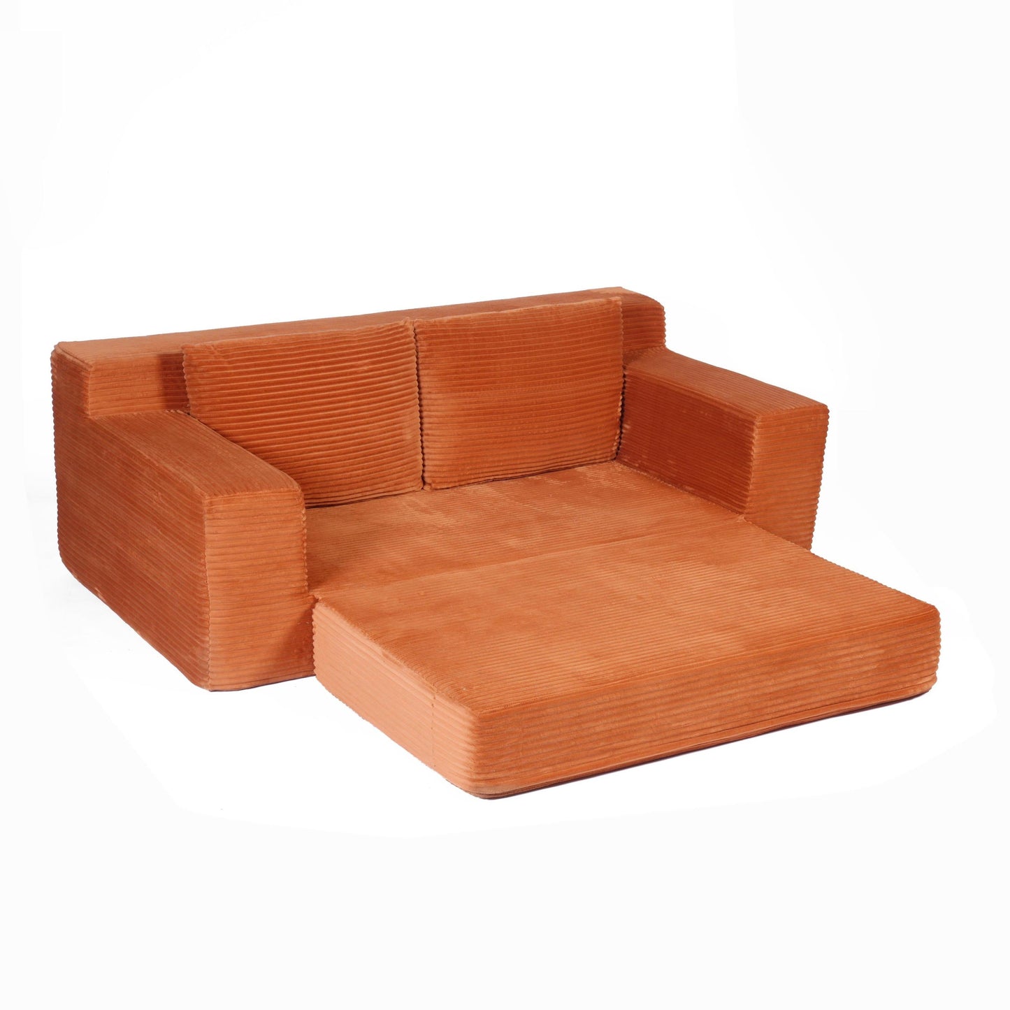 NEW Loveseat Sofa, Comfortable Deep Seat Sofa Bed, Modern Small Corduroy Couch for Living Room Bedroom,Reversible Cushion with Pillows,No Assembly Required,Orange