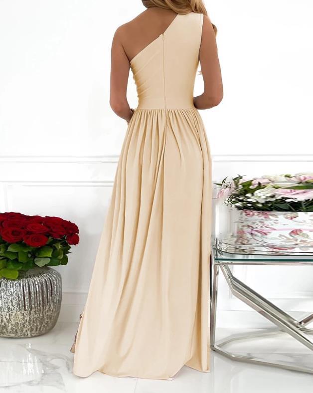 NEW Women's One Shoulder High Split Cutout Sleeveless Elegant Sexy Cocktail Maxi Dress
