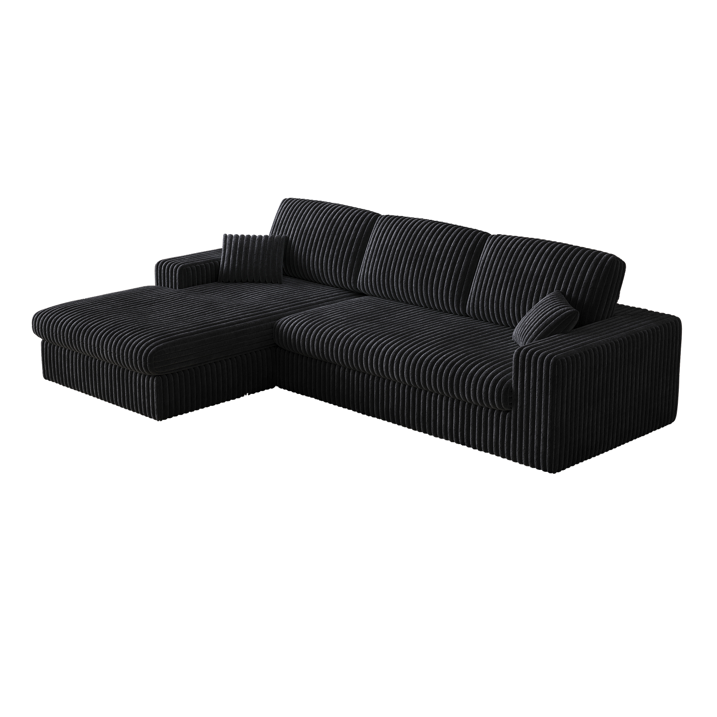 NEW 114.5' Modern Corduroy Modular Foam Sofa Recliner Seat Reversible 2-in-1 Sofa Recliner L-Shaped Combination with Three Cushion Neck Pillow Combination and Two Throw Pillows