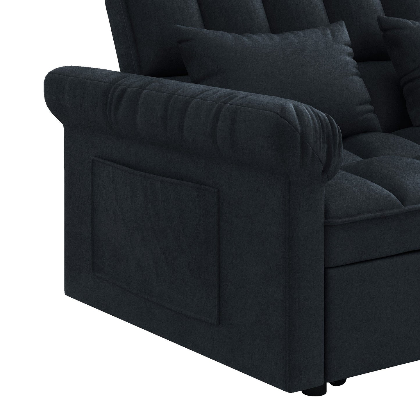 NEW Black Adjustable Back Loveseat Sofa Bed with Pull-out Bed