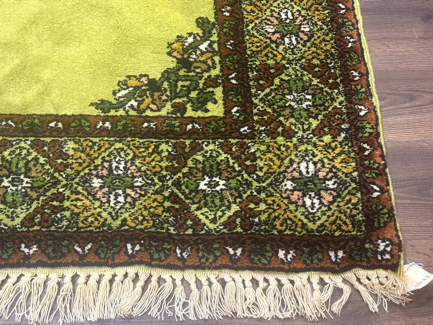 USED Moroccan Rug 6x8, Semi Open Field, Vintage, Lime Green, Wool Carpet