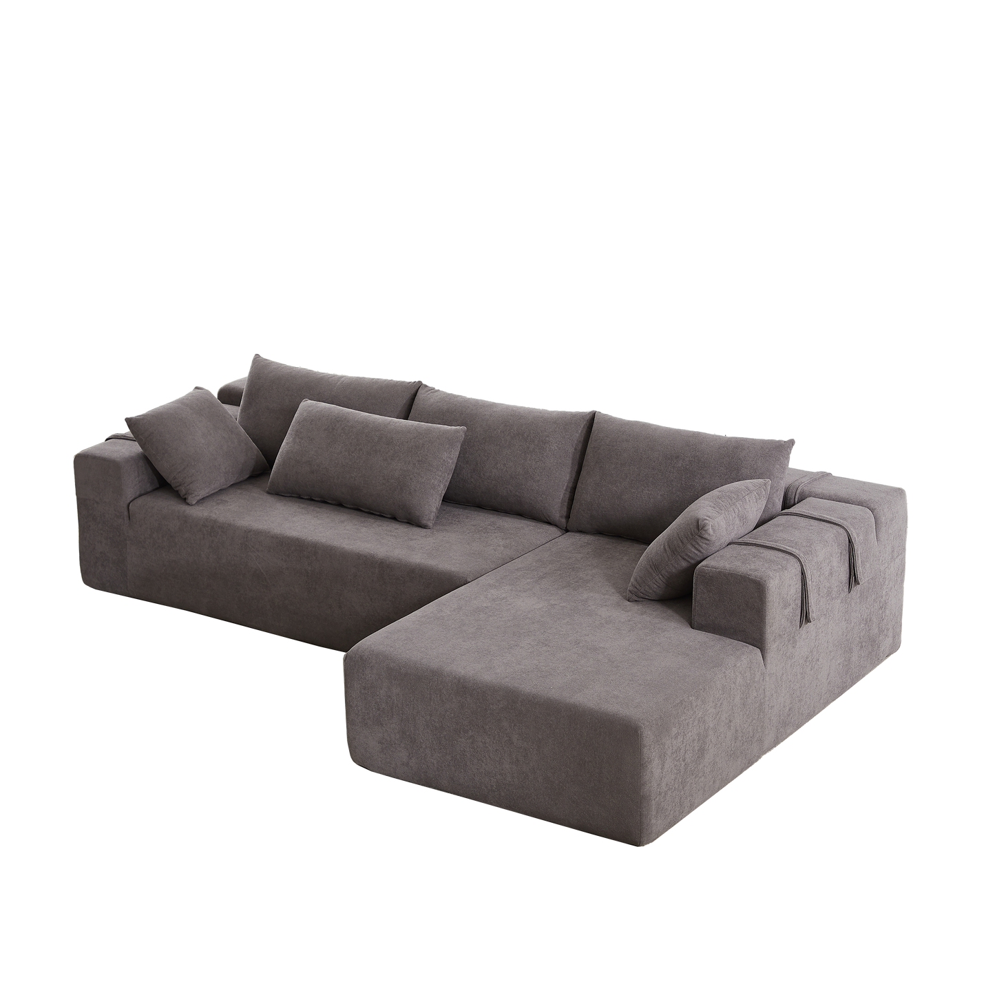NEW Modern Chenille Upholstered Modular L Shaped Sectional Sofa Couch Set L Shaped Sectional Sofa Couch Set with Six Pillows