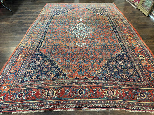 USED Antique Persian Bidjar Rug 8x12, Rare Persian Carpet