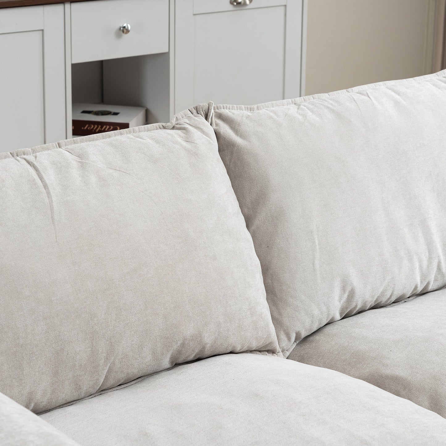 NEW Beige Multi-Functional Fabric Metal Frame Modern Style Pull Out Loveseat