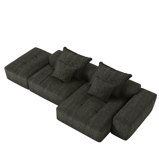 NEW Modern Oversized Modular Sectional Sofa with Ottoman, Seat, Chaise lounge and Armrest, Sparkling Chenille Fabric Soft Cushion Sofa with 4 Pillows,4 PCS DIY Combination Tufted Sofa,No Assembly Required