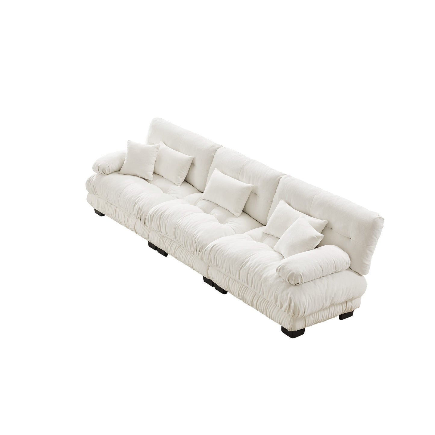 NEW Chenille Soft Comfy White Upholstered 3-Seater Sectional Sofa Modular Deep Seat Sofa Couch