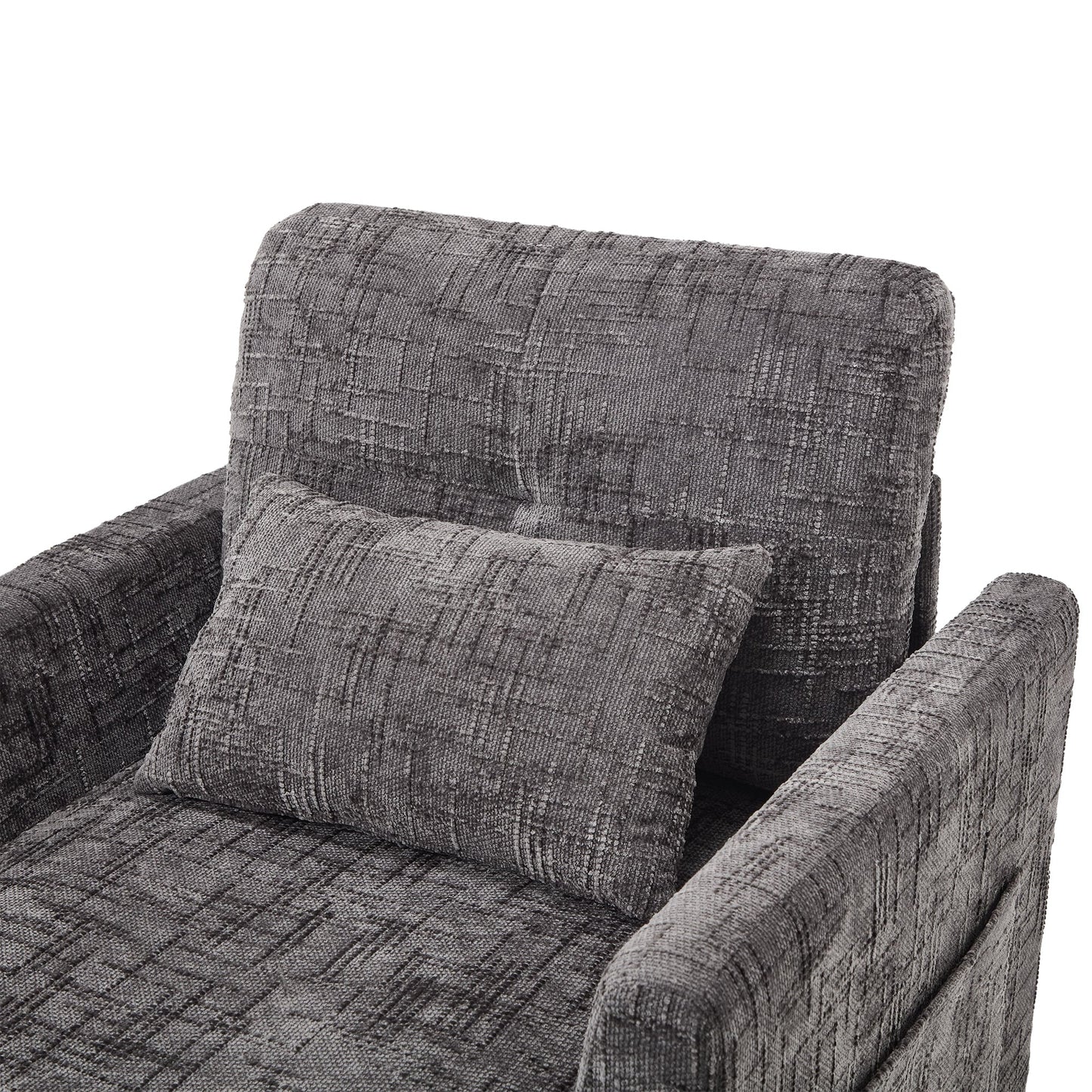 NEW Multifunctional Recliner with Storage Backrest and Cell Phone Bracket in Gray Chenille for Living Room and Bedroom